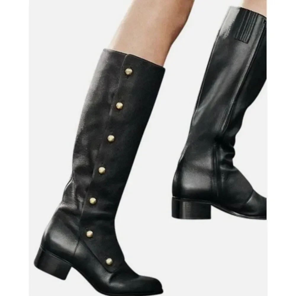 Michael Kors Black Leather Maisie Boots Size 8 - Picture 2 of 10